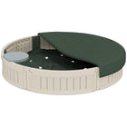 Outsunny Kids Outdoor Sandbox with Cover - Cream White-Equipped with three semicircular seat boards, allowing kids to have a place to sit . 