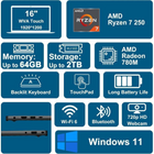 Dell 16 16" Touchscreen Open Box Laptop - AMD Ryzen 7 250 - 1 TB SSD - 16 GB RAM - Windows 11 Home-6
