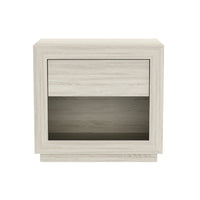 Manhattan Comfort Soren 26" Contemporary 1-Drawer Nightstand - Whitewashed Oak-Crafted with high-quality wood grain laminate, offering the look of natural wood with enhanced durability