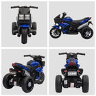 Aosom 6V Kids Electric Pedal Motorcycle with Music - Blue-Pedal-powered motorcycle, speed can reach maximum 3Km/h 