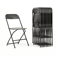 Flash Furniture HERCULES Series Premium Plastic Folding Chair - Black - 10 Pack-Set of 10 Black Plastic Folding Chairs
