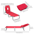 Outsunny Adjustable Outdoor Lounge Chair with Face Hole and Pillow - Red-Removable face and chest pillows provide maximum face-down support