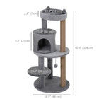PawHut 41" Cat Tree Tower with Condo, Scratching Posts and Hanging Ball - Grey-Sisal scratching posts are here to satisfy cats' nature of clawing	 