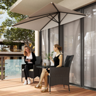 Outsunny Half Patio Umbrella with 5 Ribs - 8' - Cream White-Stands flush against a wall or glass door