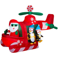 GEMMY Airblown Inflatable Christmas Animated Helicopter with Sky Diving Penguins - 76" x 53"-Propellers spin
