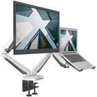 ShoppingAll 2-in-1 Adjustable Dual Gas Spring Arm Laptop & Monitor Desk Mount Stand - White-Hold one 15"-32" monitor and one 12"-17" laptop or can be used for two 15"-32" monitors