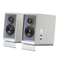 Edifier QR65 Multimedia Bluetooth Splendid Light Effect Speaker - White-70W Class-D TI amplifier chips, 1.25" silk dome tweeters, 2.75" aluminum diaphragm mid-low drivers & advanced digital signal processing provide premium sound performance
