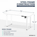 MotionGrey Ergo2 Pro Adjustable Electric Standing Desk with Memory Settings - 55" x 28" - White Top - White Frame-Industry Leading - The MotionGrey Black Standing desk has an extended height range from 73cm to as high as 118cm. The MG keypad can set your favorite sitting and standing heights, then simply press on the saved setting to return to that position.