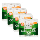 Cascades Tuff Enviro Jumbo Kitchen Roll Paper Towels - 100% recycled - 105 Sheets - White - 4 Packs of 6 Rolls - 24 Rolls-Jumbo roll with multi-size format sheets