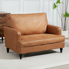 HOMCOM 45" Accent Chair with Wide Seat for Living Room - Brown-Thick cushions ensure enhanced seating experience 
