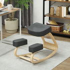 HOMCOM Ergonomic Wood Kneeling Chair with Thick Pads for Improved Posture - Dark Grey-Thick seat and kneel cushion for comfort