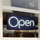 Futech LED Open Sign - 18-1/4" W x 19" H - Black/White-Includes Hanging Metal Chain
