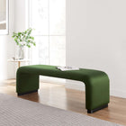 Modway Koda Performance Velvet Waterfall Long Bench - Black/Moss Green-Stain-Resistant Fabric