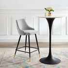 Modway Adorn Performance Velvet Counter Stool - Light Gray-Performance Velvet Polyester Upholstery