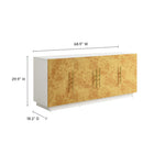 Modway Abel 69 Inch Burl Wood Sideboard Buffet TV Stand - White Bleached Burl-Burl Wood Laminate