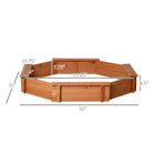 Outsunny Outdoor Kids Octagon Sandbox with Cover and Seat - 55" x 55" - Red-The polished smooth surface prevents scratches on children's skin 