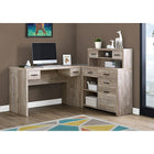 Monarch Specialties 7429 Computer Desk - Taupe Reclaimed Wood L/R Facing Corner-Open and closed storage options in multiple sizes, including 3 cubbies with 1 adjustable shelf, 7 storage drawers on metal drawer glides and 1 file drawer for standard or legal files, all accented with contemporary silver handles.