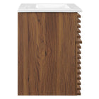 Modway Render 18" Wall-Mount Bathroom Vanity - Walnut/White-Ceramic Sink Basin