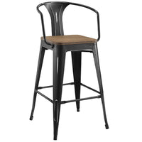 Modway Promenade Bar Stool - Black-Cafe and Bistro Style Bar Stool