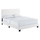 Modway Celine Channel Tufted Performance Velvet Queen Bed - White-Channel Tufted Headboard
