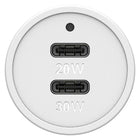 OtterBox Fast Charge 30W plus 20W Dual USB-C Car Charger - White-Double down on power with two fast-charge ports for up to 58 percent charge to your smartphone in 30 minutes