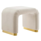 Modway Koda Performance Velvet Waterfall Stool - Brass/Almond-Performance Velvet Upholstery