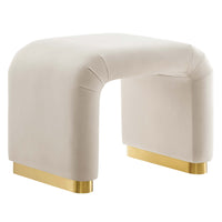 Modway Koda Performance Velvet Waterfall Stool - Brass/Almond-Performance Velvet Upholstery