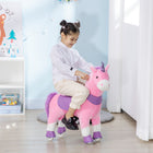Qaba Kids Ride-On Unicorn Walking Horse with Wheels - Pink-Adjust the direction by the handle 