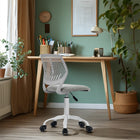 Homy Casa Grey Fabric Swivel Desk Chair-360-Degree Swivel: Allows for versatile movement and flexibility in any workspace