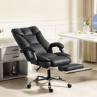 HOMCOM Leather Executive Office Chair - Black-Stepless reclines up to 155° with a footrest for complete relaxation