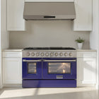 Kucht 48" KNG Series Pro Style Propane Gas Range - Stainless Steel/Blue-Heavy-duty cast-iron cooking grates withstand intense heat and allow cookware to move between burners without lifting