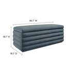 Modway Mezzo Upholstered Performance Velvet Storage Bench - Cadet Blue-Stain-Resistant Fabric