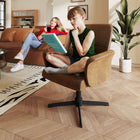 Homy Casa Swivel Conference Office Chair - Suede Brown Fabric-360-degree swivel and non-slip bottom for freedom and safety