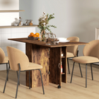 HOMCOM Drop Leaf Folding Dining Table with 2-Tier Shelves & Rolling Casters for 2-4 - Rustic Brown-Seats up to six people