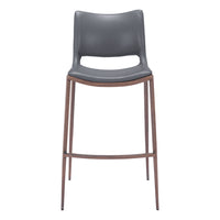 Zuo Ace Barstool - Dark Grey/Walnut - Set of 2-Plush and durable faux leather fabric