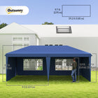 Outsunny 10 ft W x 20 ft L Outdoor Pop Up Canopy Tent with Carrying Bag - Blue-Solid steel frame and adjustable legs offer stable support where needed