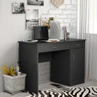 HOMCOM 43.25" Computer Desk with Storage Drawers - Black-Large top surface provides excellent writing and working experience