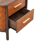 Modway Coralie 2-Drawer Curved Vegan Leather Nightstand - Walnut Tan-8