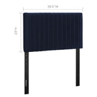 Modway Keira Performance Velvet Twin Headboard - Midnight Blue-Vertical Striped Channel Tufting
