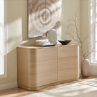 Modway Mirae 6-Drawer Curved Dresser - Brushed Light Oak-Wood Grain Laminate