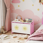 Qaba Kids Storage Chest with Lid - Pink-Painted and printed surface for beauty

