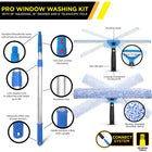 Gritt Commercial Pro Window Washing Cleaning Kit - 14" Squeegee - 14" Washer - 6' Telescopic Pole - 3 Gallon Bucket-Handle swivels 180° to reach tight corners, edges and sills