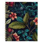 Blueline 17 Months Weekly/Monthly Planner - August to Dec - 11" H x 8"-1/2" W - Flower Design - Bilingual-Gold twin-wire binding, two-piece hard cover