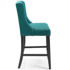 Modway Baron Upholstered Fabric Counter Stool - Teal - Set of 2-Solid Rubberwood Legs