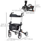 HOMCOM Folding Rollator Walker with Large Seat, Backrest and Bag - Black-Large backrest and foam-cushioned seat enhance comfort 