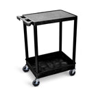 Luxor Resin 2-Shelf Flat-Top/Tub-Bottom Cart - Black-Multipurpose utility cart