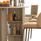 HOMCOM Drop Leaf Folding Dining Table with 2-Tier Shelves & Rolling Casters for 2-4 - Natural Wood-Robust particle board structure, with lightly protective melamine coating