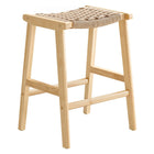 Modway Saoirse Woven Rope Wood Counter Stool - Natural Natural - Set of 2-6