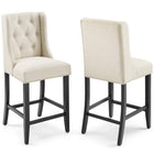 Modway Baronet Upholstered Fabric Counter Bar Stool - Beige - Set of 2-Tufted Button Counter Stool