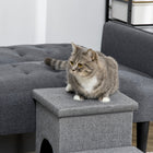 PawHut Dog Stairs with Storage Boxes and Condo for High Beds - Grey-A hole on the side panel allows easy in & out 